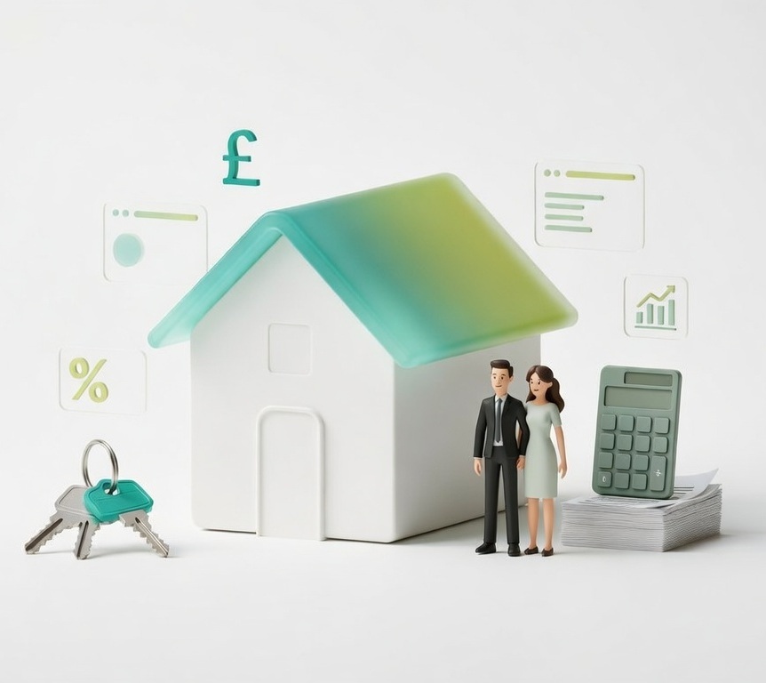 NestBoost article cover illustration for a UK first-time buyer mortgage guide