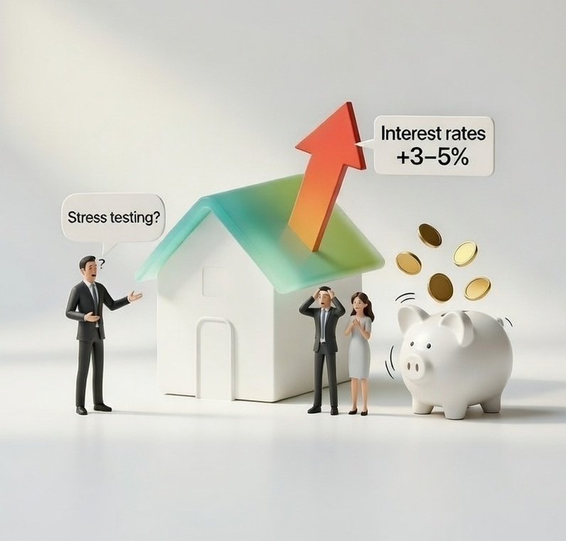 NestBoost article cover showing a UK mortgage affordability stress test planning visual